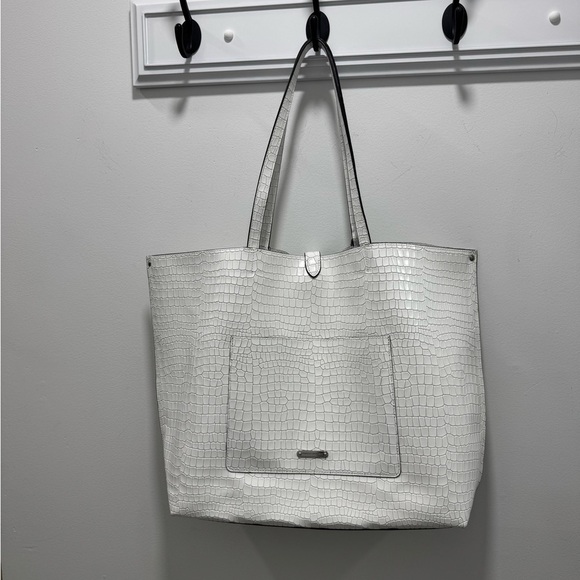 Rebecca Minkoff White Croc Megan Soft Large Tote Bag NWOT - Picture 4 of 11